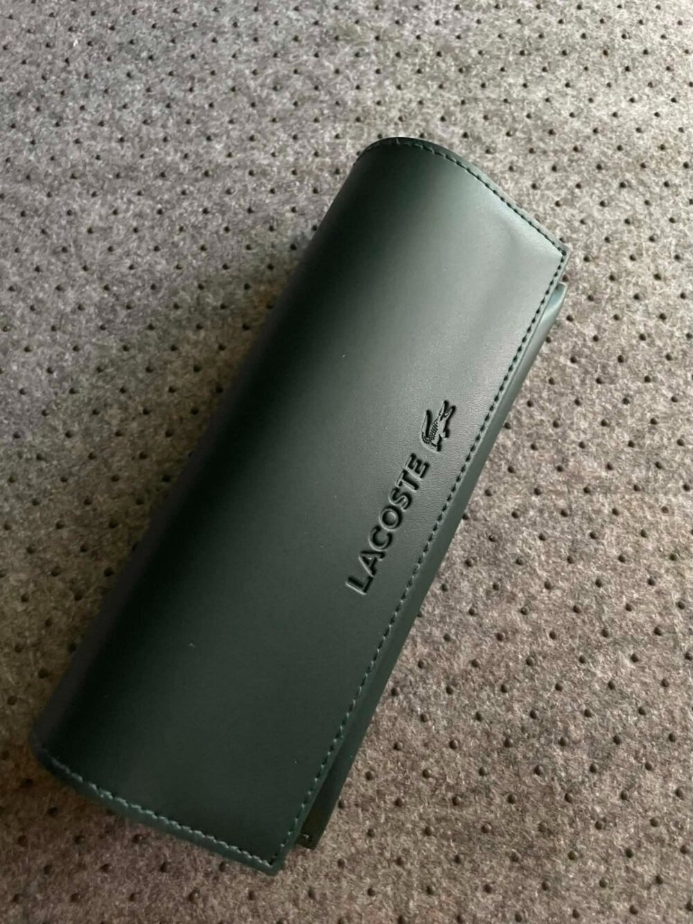 Lacoste Eyeglasses CASE Dark Green Logo Snap Closure Protective Case 7.5'' long